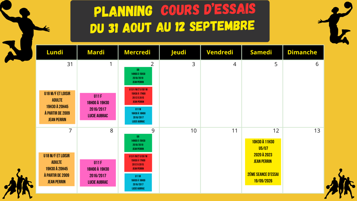 Planning cours d'essais
